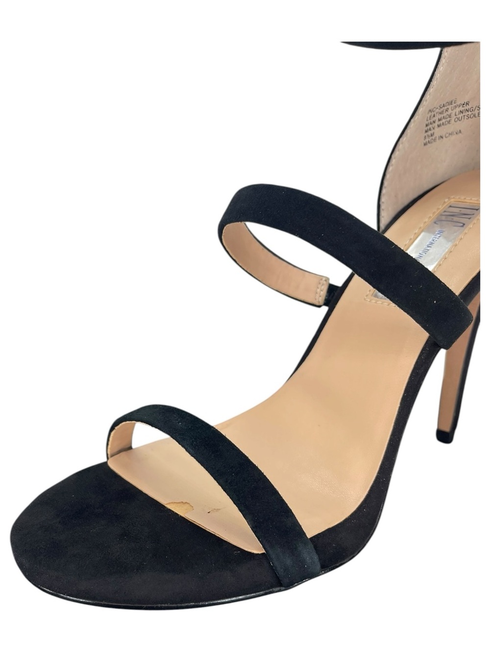 INC Sadiee Black Suede Leather Womens Heels Size 8.5M - Picture 11 of 12